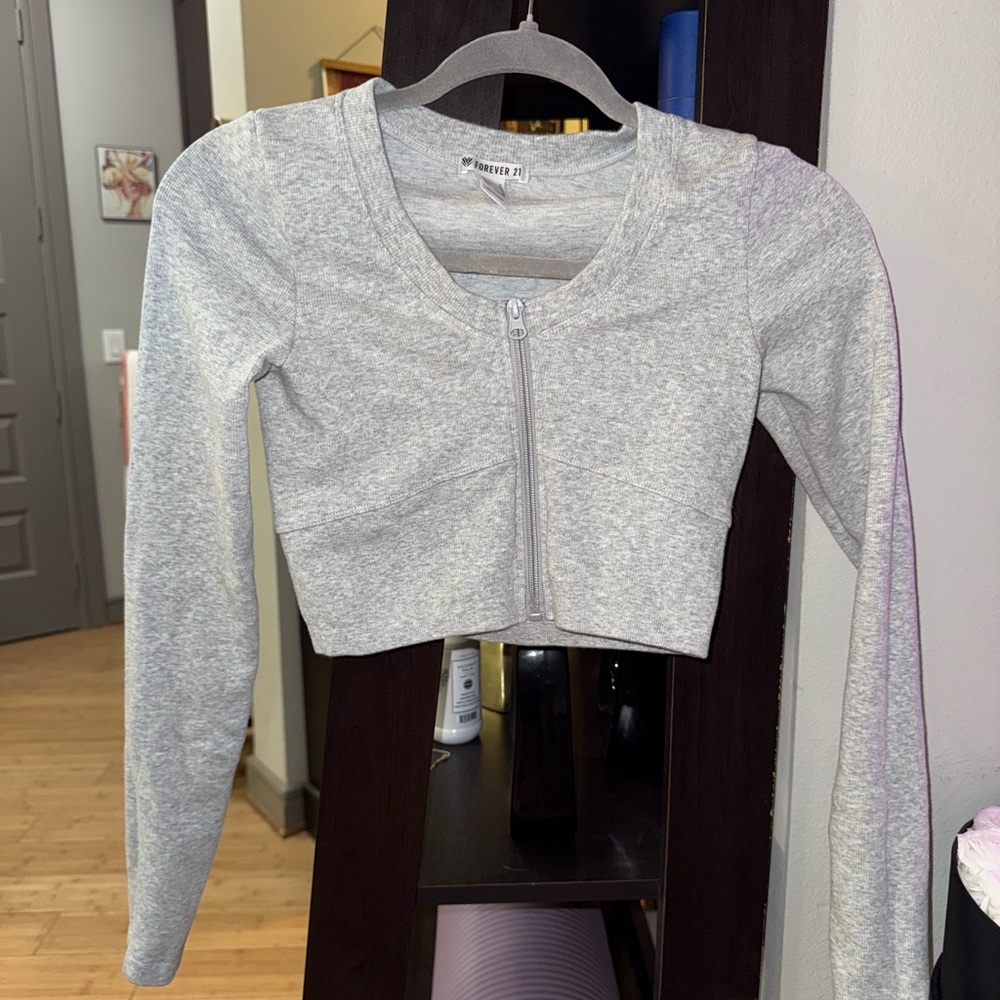 Forever 21 Light Gray Zip-Up Jacket - Picture 4 of 5